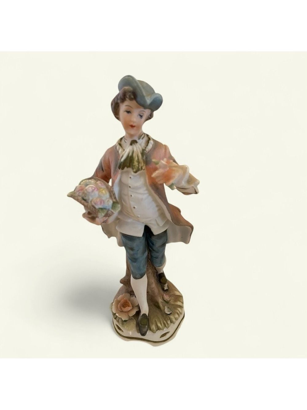 Original  Arnart Creation Vintage Porcelain Colonial Figurine with Birdcage.